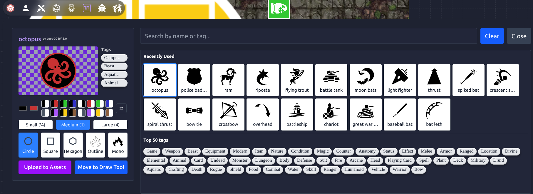 Tabletop Tokens header